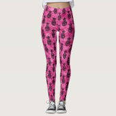 Roze en zwarte ananas tropische zomer leggings (Voorkant)