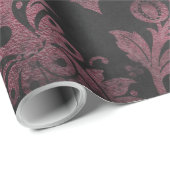 Roze en zwarte Antiek krasgrunge Damask 15 Cadeaupapier (Rol Hoek)