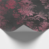 Roze en zwarte Antiek krasgrunge Damask 15 Cadeaupapier (Hoek)
