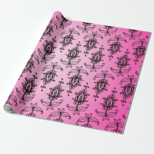 Roze en Zwarte Arabische Bollywood Cadeaupapier