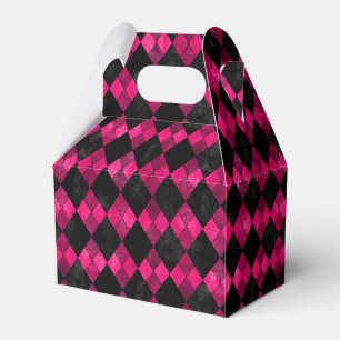 Roze en zwarte argyle feestgunstdoos bedankdoosjes
