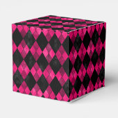 Roze en zwarte argyle feestgunstdoos bedankdoosjes (Achterkant)