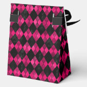 Roze en zwarte argyle feestgunstdoos bedankdoosjes (Achterkant)