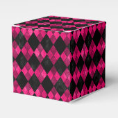 Roze en Zwarte Argyle Party Favoriet Box Bedankdoosjes (Voorkant Zijde)