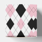 Roze en zwarte argyle Pattern Heart Favor Box Bedankdoosjes (Bovenkant)