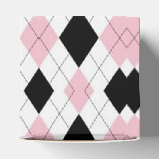 Roze en zwarte argyle Pattern Heart Favor Box Bedankdoosjes (Bovenkant)