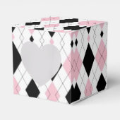 Roze en zwarte argyle Pattern Heart Favor Box Bedankdoosjes (Voorkant Zijde)