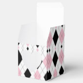 Roze en zwarte argyle Pattern Heart Favor Box Bedankdoosjes (Geopend)