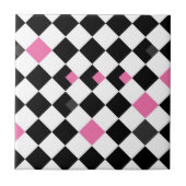 Roze en zwarte argyle tegeltje (Voorkant)
