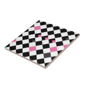 Roze en zwarte argyle tegeltje (Zijkant)