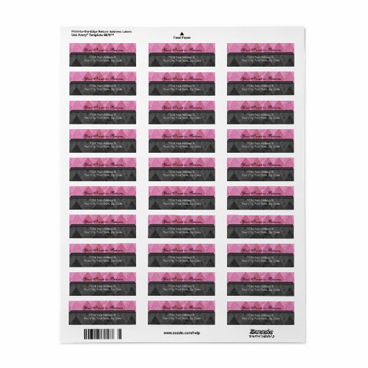 Roze en Zwarte Argyle Terugkeeradresetiket Etiket (Full Sheet)