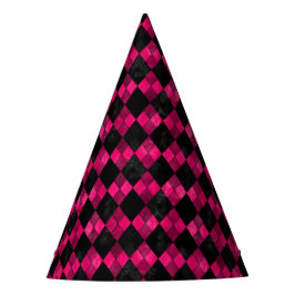 Roze en Zwarte Argyle Verjaardagsfeest Pet Feesthoedjes