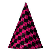 Roze en Zwarte Argyle Verjaardagsfeest Pet Feesthoedjes (Links)