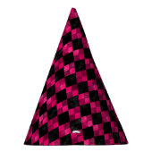 Roze en Zwarte Argyle Verjaardagsfeest Pet Feesthoedjes (Rechts)