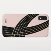 Roze en zwarte Art Deco Curves met Monogram Case-Mate iPhone Case (Achterkant (horizontaal))