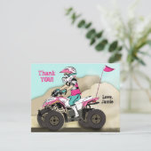 Roze en zwarte ATV Rider Bedankkaart (Staand voorkant)
