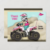 Roze en zwarte ATV Rider Bedankkaart (Voorkant / Achterkant)