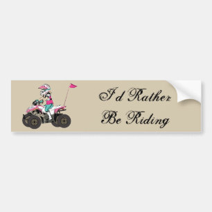 Roze en zwarte ATV Rider Bumpersticker