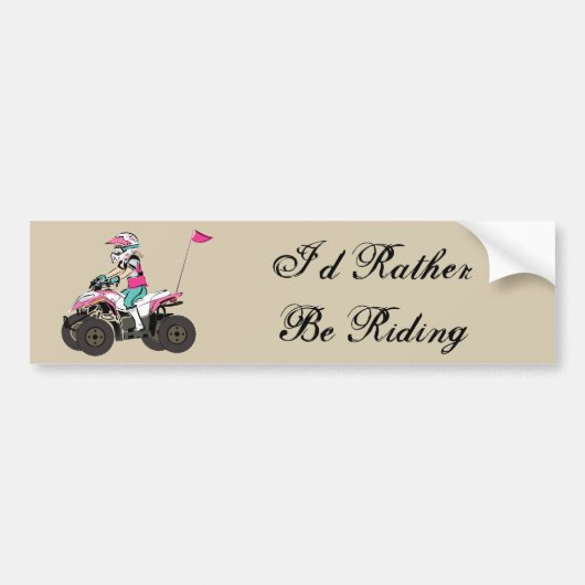 Roze en zwarte ATV Rider Bumpersticker (Voorkant)