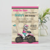 Roze en zwarte ATV Rider Kaart (Staand voorkant)