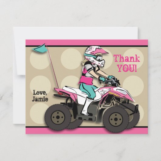 Roze en zwarte ATV Rider Note Card Kaart (Voorkant)