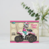 Roze en zwarte ATV Rider Note Card Kaart (Staand voorkant)