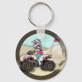 Roze en zwarte ATV Rider Sleutelhanger (Voorkant)