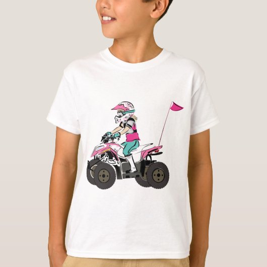 Roze en zwarte ATV Rider T-shirt (Voorkant)