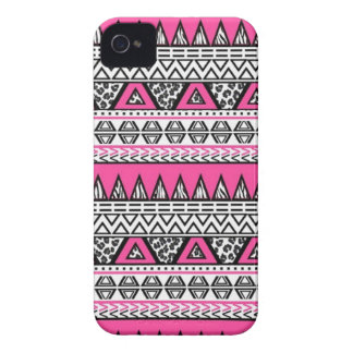 Roze en zwarte Aztec Afdrukken iPhone 4/4S Hoesje