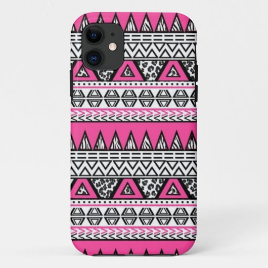 Roze en zwarte Aztec Afdrukken iPhone 5 Hoesje (Achterkant)