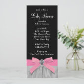 Roze en Zwarte Baby Meisje Douche Kaart (Staand voorkant)