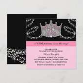 Roze en zwarte baby meisje prinses Baby shower Kaart (Voorkant / Achterkant)