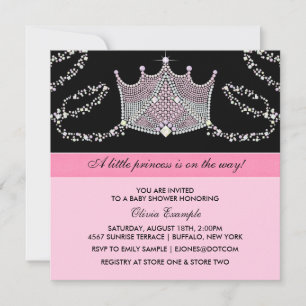 Roze en zwarte baby meisje prinses Baby shower Kaart
