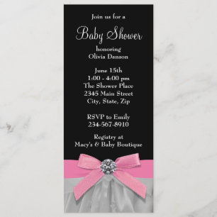 Roze en Zwarte Baby Meisje Shower Kaart