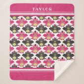 Roze en zwarte Baby - Naam Sherpa Deken (Voorkant)