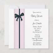 Roze en zwarte Baby Shoes Uitnodigingen voor douch (Achterkant)