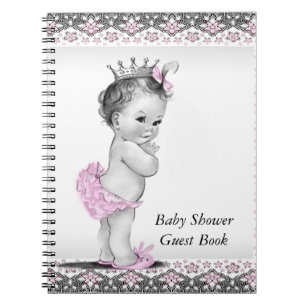 Roze en Zwarte Baby Shower Gastboek Notitieboek