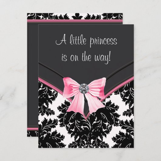 Roze en zwarte Baby shower Kaart (Voorkant / Achterkant)