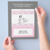 Roze en Zwarte Baby Shower Snoepbar Wrapper Flyer (Hand)