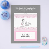 Roze en Zwarte Baby Shower Snoepbar Wrapper Flyer (Enkel)