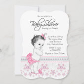 roze en zwarte babymeisjesdouche kaart (Achterkant)