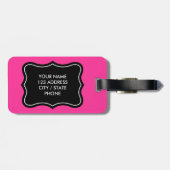 Roze en zwarte bagagelabel | Gepersonaliseerde mon (Achterkant horizontaal)