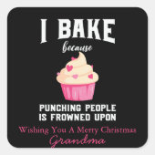 Roze en Zwarte Bakgeesten Breng Kerstmis Vierkante Sticker (Voorkant)