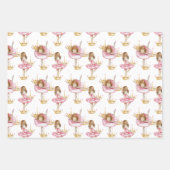 Roze en zwarte Ballerina Gold Crown Inpakpapier Vel (Voorkant)