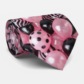 Roze en zwarte ballonnen stropdas (Opgerold)