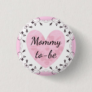 Roze en Zwarte "Binnenkort moeder" Baby Borrel Kno Ronde Button 3,2 Cm