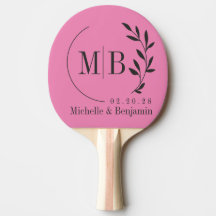 Roze en Zwarte Blad Bruiloftsmonogram