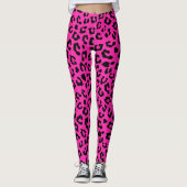 Roze en zwarte blauwe luipaard afdrukken leggings (Voorkant)