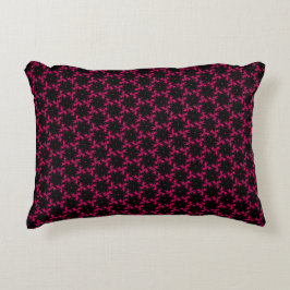 Roze en Zwarte Bloem Cluster Accent Kussen