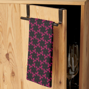 Roze en Zwarte Bloem Cluster Theedoek